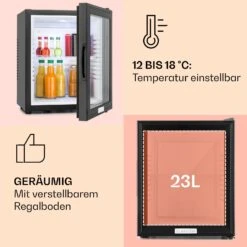 MKS-12 Minibar 24 Liter Klasse E Schwarz Glas 0dB 12 MKS-12 Minibar 24 Liter Klasse E Schwarz Glas 0dB -Klarstein Verkaufsgeschäft 10005439 de 0004 usp