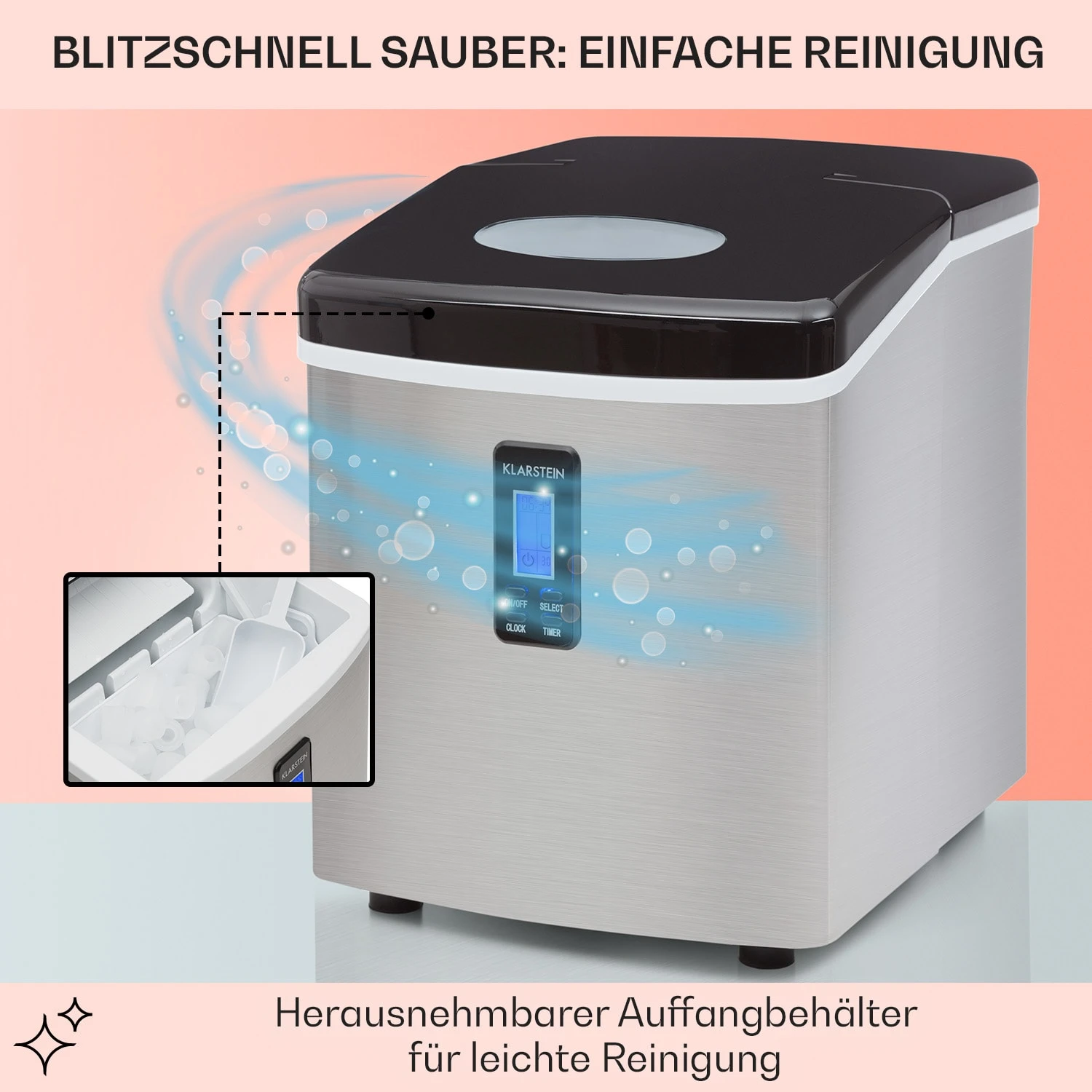 Mr. Black-Frost Eismaschine 150W Edelstahl Schwarz 15kg 7 Mr. Black-Frost Eismaschine 150W Edelstahl Schwarz 15kg – Bild 5