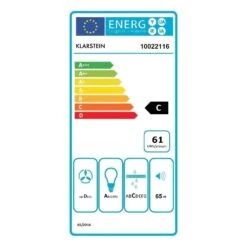 Lumio Primo Retro-Dunstabzugshaube 60cm 490 M³/h LED-Leuchten -Klarstein Verkaufsgeschäft 10022116 energy label