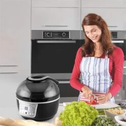 VitAir Turbo Heißluftfritteuse Grau-schwarz 1400W Grillen Backen 9l -Klarstein Verkaufsgeschäft 10028290 yy 0004 ambient klarstein vitair heissluft frieteuse