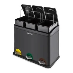Ökosystem Mülleimer Treteimer Mülltrenner 45L (3x15 L) Schwarz -Klarstein Verkaufsgeschäft 10031327 yy 0004 front Klarstein oekosystem Muelleimer Muelltrenner schwarz
