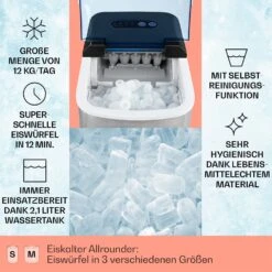 On-The-Rocks Eismaschine LED | 12kg Je 24h | 2.1l | Edelstahl Schwarz -Klarstein Verkaufsgeschäft 10031372 de 0002 usp