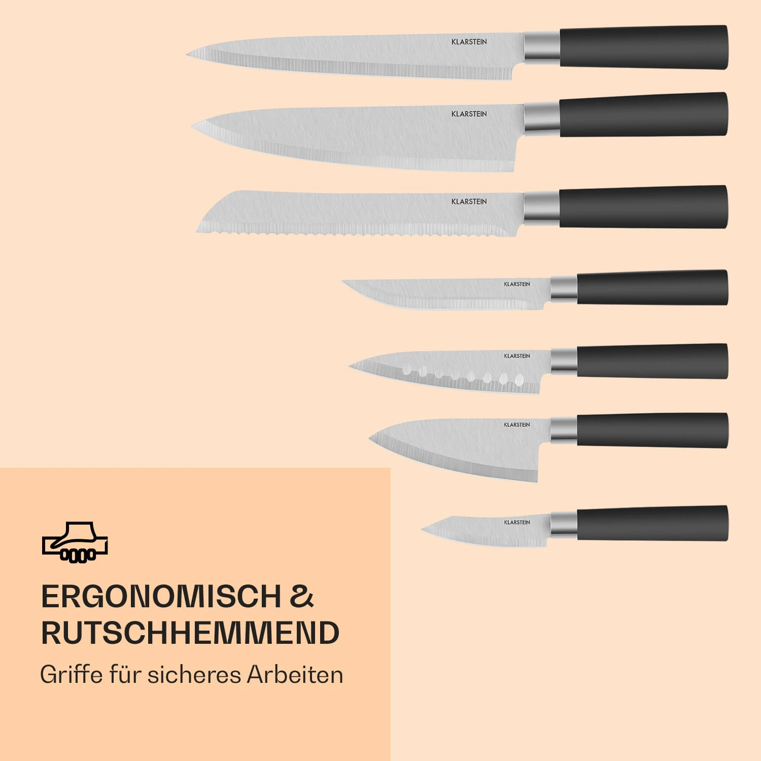 Kitano 8tlg. Messer-Set Mit Block 7 Messer Stahl Edler Holzblock 8 Kitano 8tlg. Messer-Set Mit Block 7 Messer Stahl Edler Holzblock – Bild 6