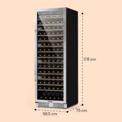 Vinovilla Grande 165 Built-in Uno Weinkühlschrank 425l 165Fl. Glastür -Klarstein Verkaufsgeschäft 10032033 yy 0007 dimensions