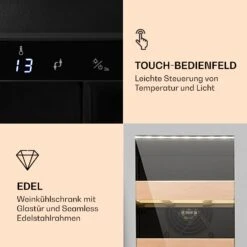 Vinovilla Smart Weinkühlschrank 50l / 20 Flaschen Glastür Edelstahl -Klarstein Verkaufsgeschäft 10032037 de 0003 logo