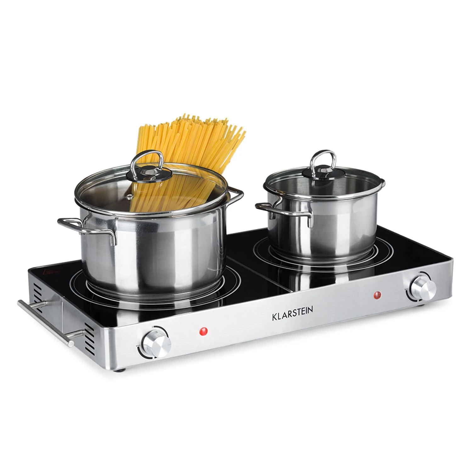 VariCook Duo Kochplatte 3000W Edelstahlgehäuse Tragegriffe 3 VariCook Duo Kochplatte 3000W Edelstahlgehäuse Tragegriffe