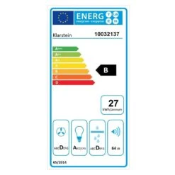 Galina Dunstabzugshaube Abluft 60 Cm 350 M³/h LED Edelstahl Acrylglas -Klarstein Verkaufsgeschäft 10032137 energy label