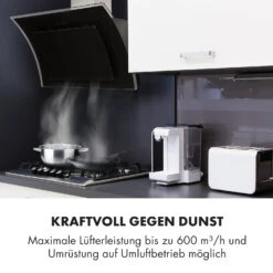 Sabia 90 Dunstabzugshaube 90cm 600m³/h LEDs 3 Leistungsstufen Schwarz -Klarstein Verkaufsgeschäft 10032292 de 0007 logo