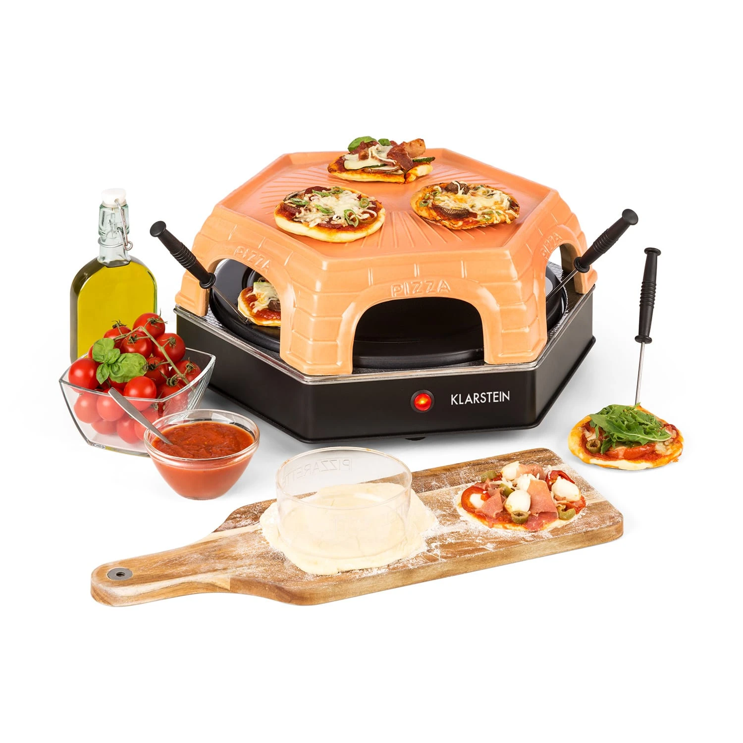 Capricciosa Pizzaofen 1500W Abdeckung Aus Terracotta Warmhaltefunktion 3 Capricciosa Pizzaofen 1500W Abdeckung Aus Terracotta Warmhaltefunktion