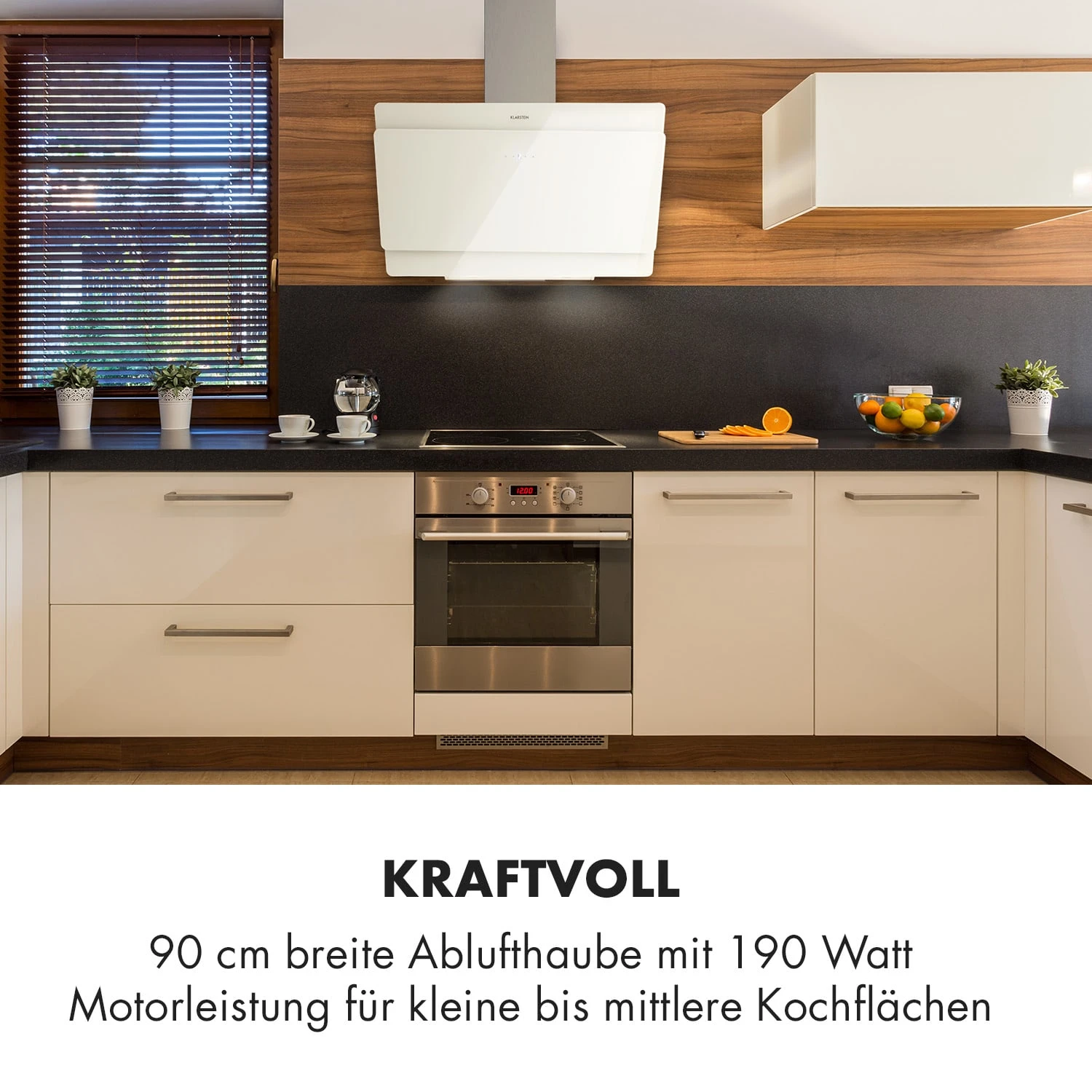 Aurica 90 Dunstabzugshaube 90cm 600 M³/h LED Touch Glas Weiß 4 Aurica 90 Dunstabzugshaube 90cm 600 M³/h LED Touch Glas Weiß – Bild 2