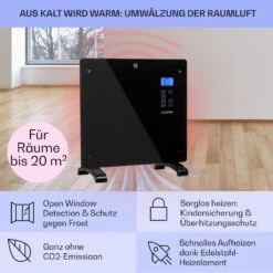 Norderney Konvektions-Heizgerät Thermostat Timer 1000W 20m² -Klarstein Verkaufsgeschäft 10032787 de 0004 usp