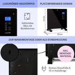 Norderney Konvektions-Heizgerät Thermostat Timer 1000W 20m² -Klarstein Verkaufsgeschäft 10032787 de 0006 usp