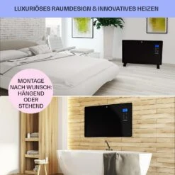 Norderney Konvektions-Heizgerät Thermostat Timer 2000W 30m² Schwarz -Klarstein Verkaufsgeschäft 10032789 de 0007 usp