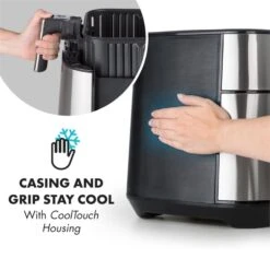 AeroVital Heißluftfritteuse 1700W 5,4 Liter Timer Edelstahl Silber -Klarstein Verkaufsgeschäft 10032848 yy 0006 logo Klarstein AeroVital Heissluftfritteuse silber reedit