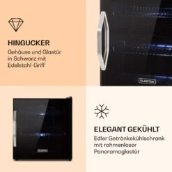 Beersafe L Onyx Kühlschrank 47 Liter 2 Böden Panoramaglastür. -Klarstein Verkaufsgeschäft 10032870 de 0003 logo