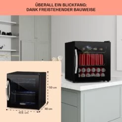 Beersafe L Onyx Kühlschrank 47 Liter 2 Böden Panoramaglastür. -Klarstein Verkaufsgeschäft 10032870 de 0006 usp