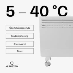 Hot Spot Slimcurve Heizgerät 80x40cm 40m² 2000W 5-40°C LED IP24 Weiß -Klarstein Verkaufsgeschäft 10033016 de 0004 usp
