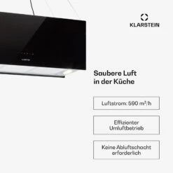 Kronleuchter XL Inselabzugshaube 90cm Umluft 590m³/h LED Touch Schwarz 13 Kronleuchter XL Inselabzugshaube 90cm Umluft 590m³/h LED Touch Schwarz -Klarstein Verkaufsgeschäft 10033108 de 0003 usp