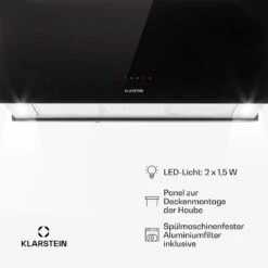 Kronleuchter XL Inselabzugshaube 90cm Umluft 590m³/h LED Touch Schwarz 16 Kronleuchter XL Inselabzugshaube 90cm Umluft 590m³/h LED Touch Schwarz -Klarstein Verkaufsgeschäft 10033108 de 0006 usp