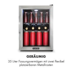Beersafe M Kühlschrank 33 Liter 2 Böden Panoramaglastür Edelstahl -Klarstein Verkaufsgeschäft 10033119 de 0004 logo