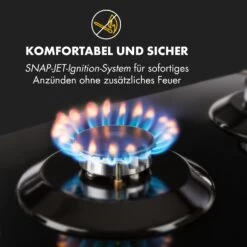 Ignito 5 Zonen Gaskochfeld 5-flammig Sabaf-Brenner Glaskeramik Schwarz -Klarstein Verkaufsgeschäft 10033133 de 0006 logo