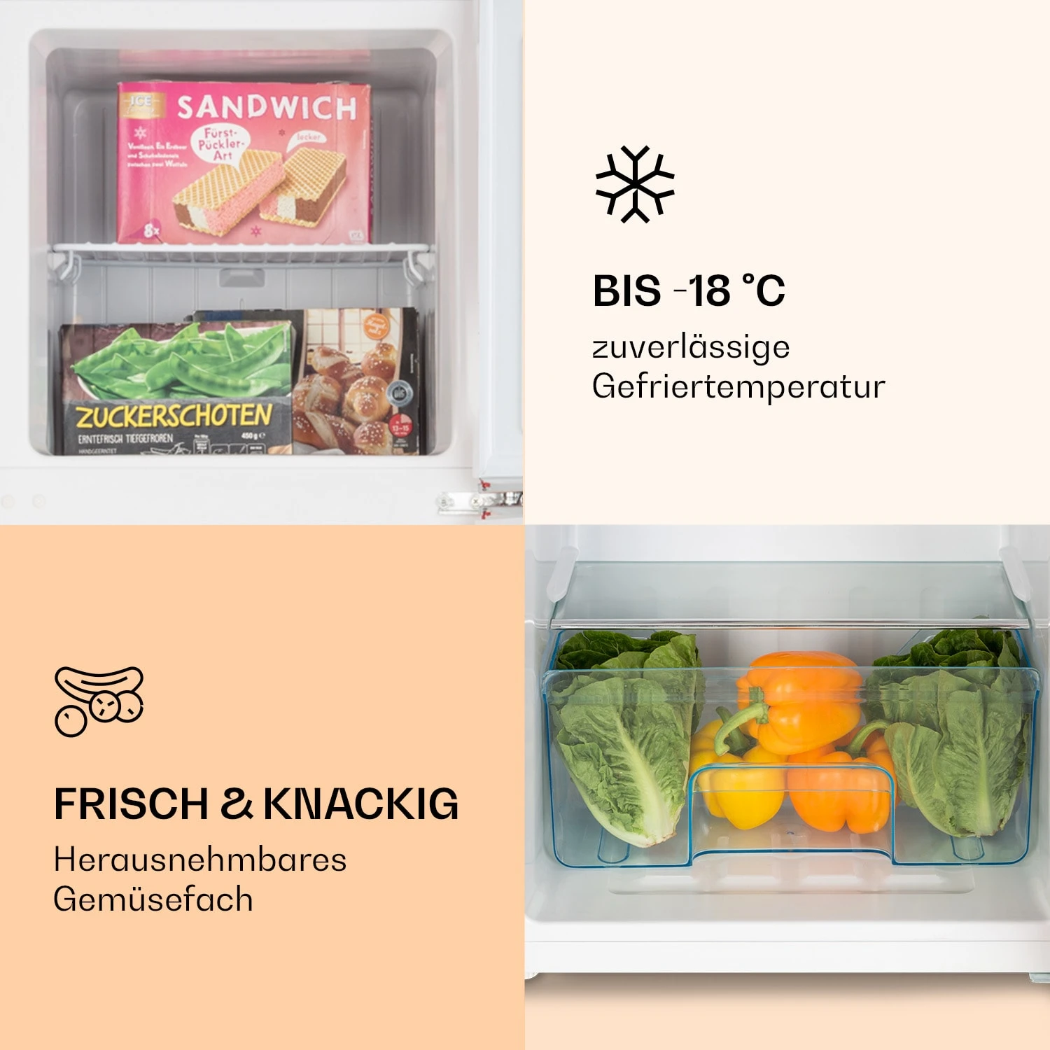 Audrey Kühl- & Gefrierkombination 97l/39l Retro-Look 2 Böden 6 Audrey Kühl- & Gefrierkombination 97l/39l Retro-Look 2 Böden – Bild 4