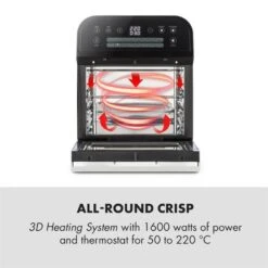 AeroVital Cube Heißluftfritteuse 1600W 12l Timer 16 Programme Schwarz -Klarstein Verkaufsgeschäft 10033248 yy 0003 logo Klarstein AeroVital Cube Heissluftfritteuse schwarz reedit