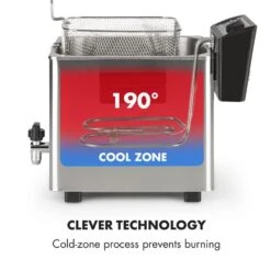 Family Fry Fritteuse 3000W Oil Drain Technology Edelstahl Silber -Klarstein Verkaufsgeschäft 10033342 yy 0006 logo Klarstein Family Fry Fritteuse 3000W silber