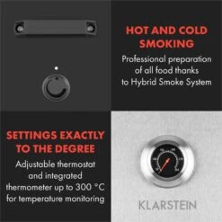 Flintstone Steel Räucherofen 1600 W Integriertes Thermometer Edelstahl -Klarstein Verkaufsgeschäft 10033372 yy 0004 logo Klarstein Flintstone Steel Raeucherofen Edelstahl reedit