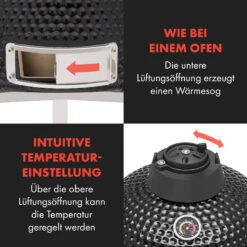 Queensize Kamado Grill Thermometer Abnehmbare Seitenteile Schwarz 20 Queensize Kamado Grill Thermometer Abnehmbare Seitenteile Schwarz -Klarstein Verkaufsgeschäft 10033377 de 0009 logo
