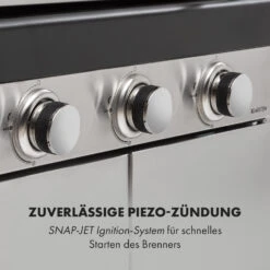 Gazooka 3.0T BBQ Grill 3x3kW Brenner 4 Rollen Edelstahl -Klarstein Verkaufsgeschäft 10033533 de 0008 logo