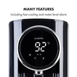 Hot Spring Plus Heißwasserspender 5l Edelstahl-Wassertank 45-95 °C -Klarstein Verkaufsgeschäft 10033753 yy 0007 logo Klarstein Hot Spring Heisswasserspender schwarz