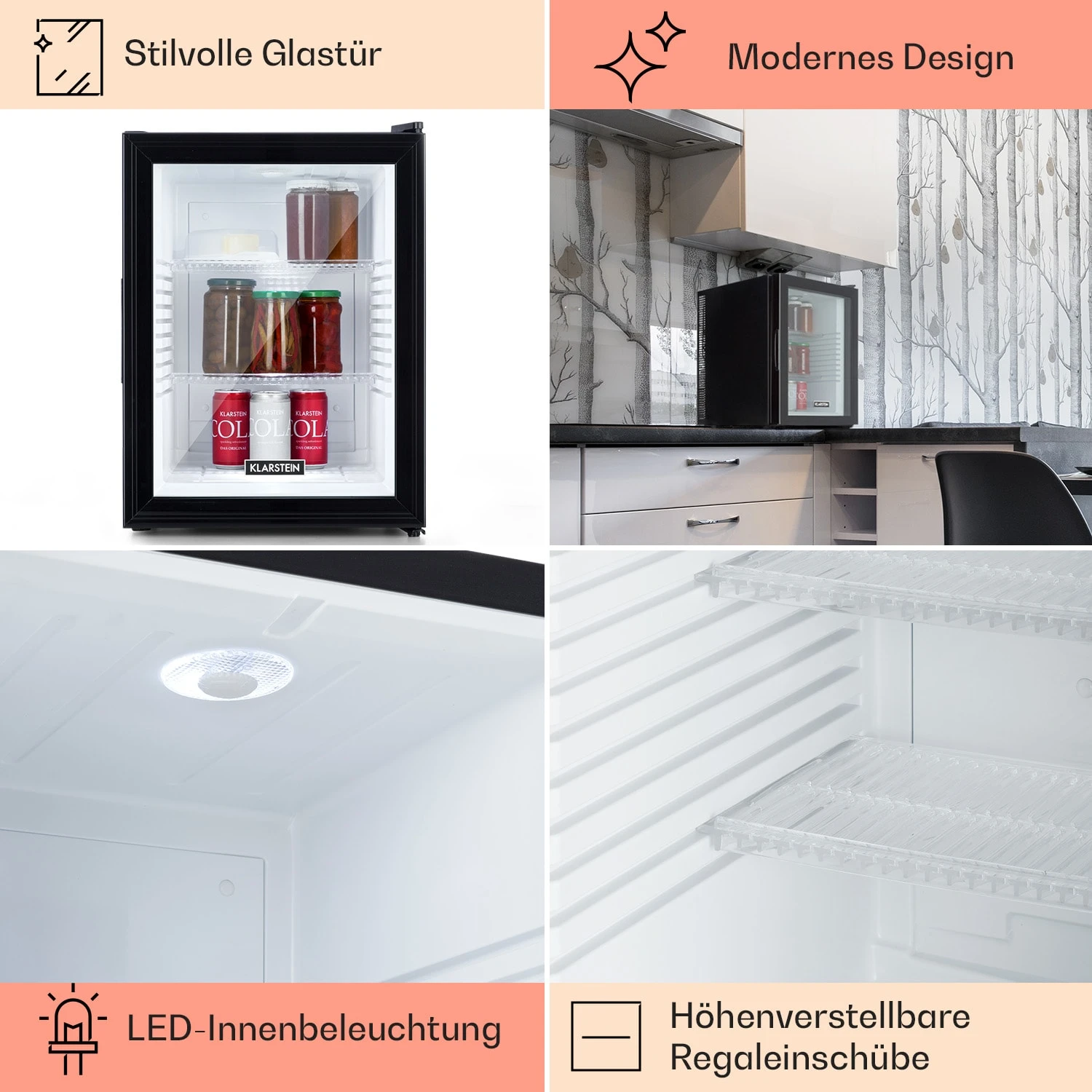 Brooklyn 42 Mini-Kühlschrank Glastür LED Ablage 7 Brooklyn 42 Mini-Kühlschrank Glastür LED Ablage – Bild 5