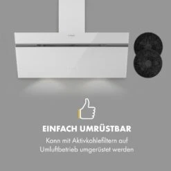 Alina Dunstabzugshaube 90 Cm 600 M³/h Ambientelicht Glasfront Weiß -Klarstein Verkaufsgeschäft 10034107 de 0007 logo