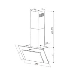 Athena 90 Dunstabzugshaube 90cm 300m³/h 69W Edelstahl -Klarstein Verkaufsgeschäft 10034195 yy 0010 dimensions