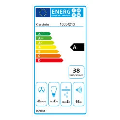 Tron Ambience Inselabzugshaube Ø38cm Umluft 540m³/h LED Schwarz -Klarstein Verkaufsgeschäft 10034213 energy label