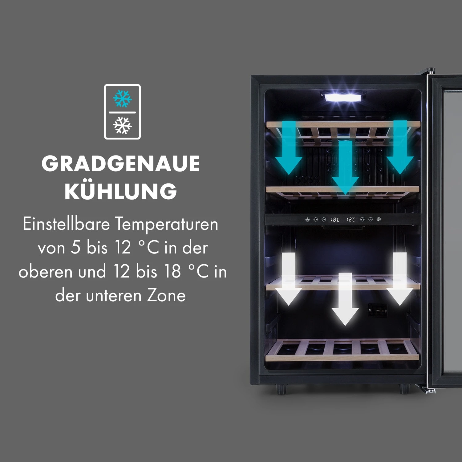 Vinamour 45 DuoWeinkühlschrank 2 Zonen 118 Ltr / 45 Fl 5-18 °C 7 Vinamour 45 DuoWeinkühlschrank 2 Zonen 118 Ltr / 45 Fl 5-18 °C – Bild 5