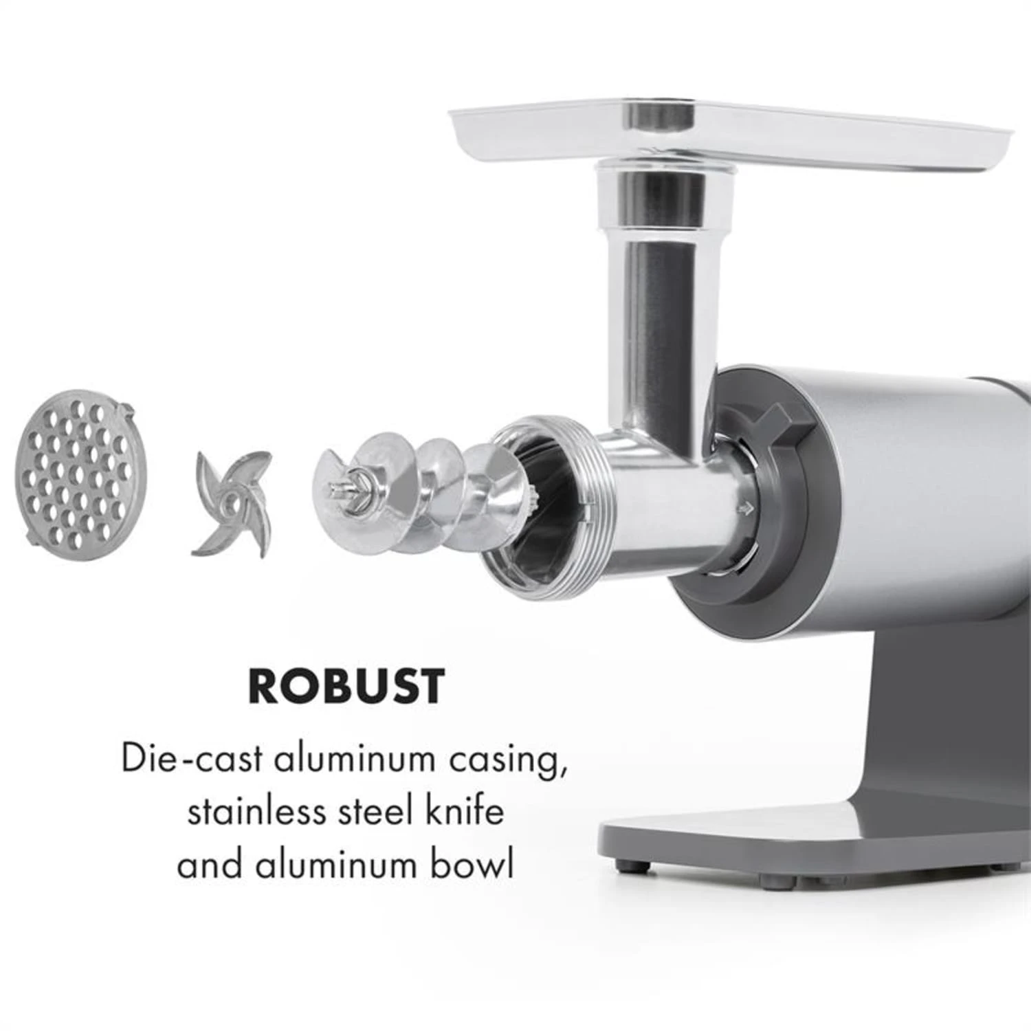 Mett Max Elektrischer Fleischwolf 600W Kupfermotor Aluminium 7 Mett Max Elektrischer Fleischwolf 600W Kupfermotor Aluminium – Bild 5