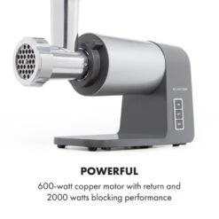Mett Max Elektrischer Fleischwolf 600W Kupfermotor Aluminium 16 Mett Max Elektrischer Fleischwolf 600W Kupfermotor Aluminium -Klarstein Verkaufsgeschäft 10034244 yy 0007 logo Klarstein Mett Max elektrischer Fleischwolf grau