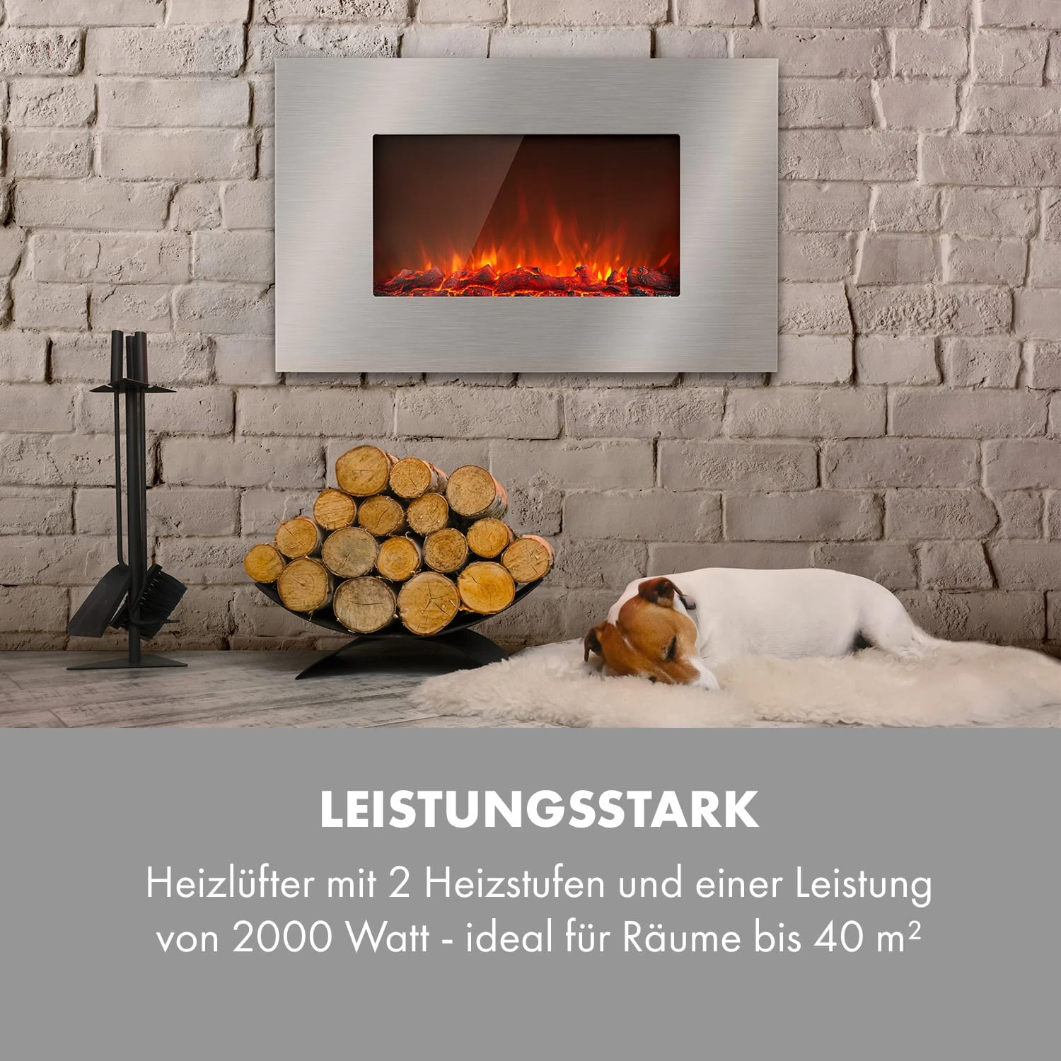 Lausanne Luxe Elektrischer Kamin 2000W 2 Heizstufen 90 Cm Edelstahl 8 Lausanne Luxe Elektrischer Kamin 2000W 2 Heizstufen 90 Cm Edelstahl – Bild 6