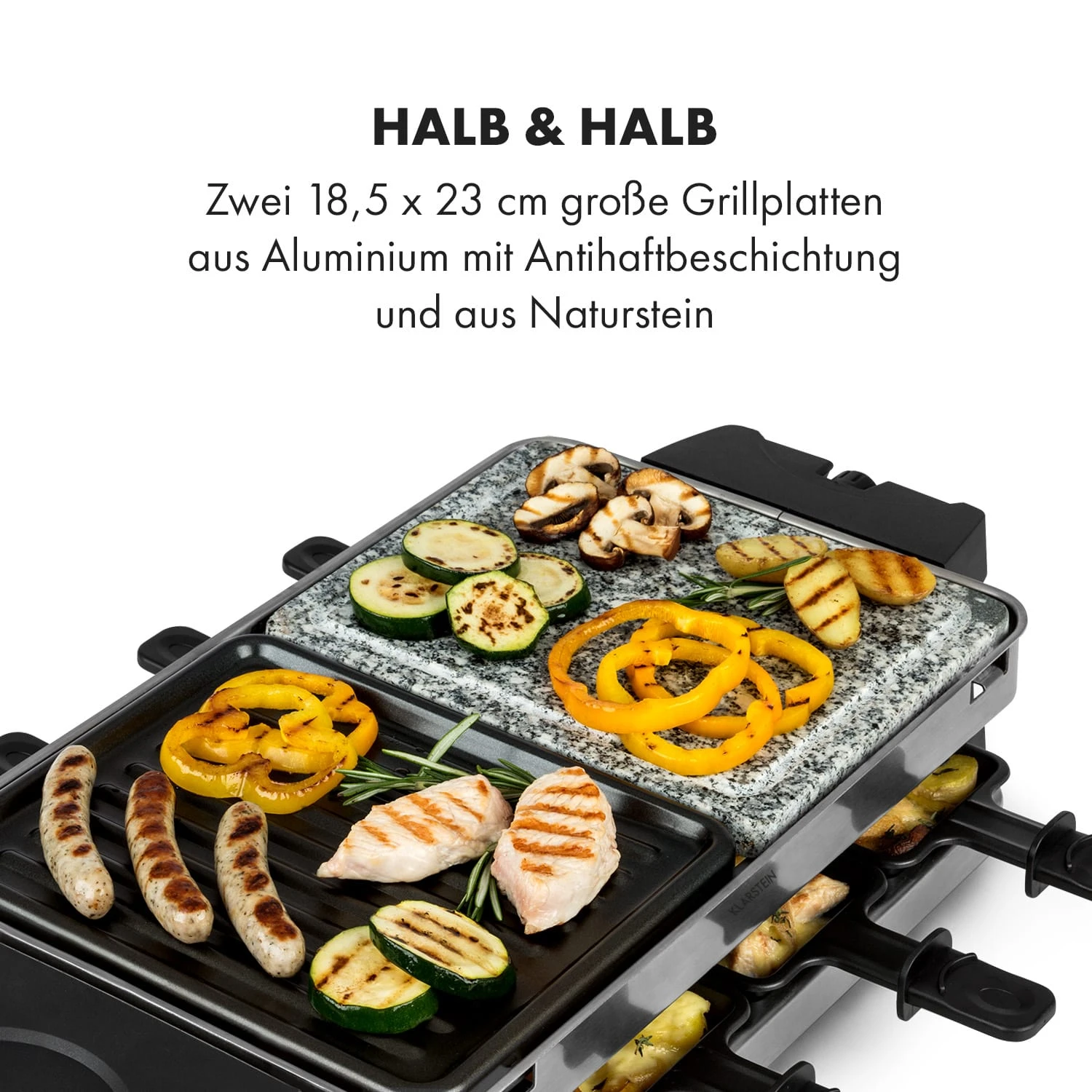 Sirloin Raclette 1500W Aluminium / Stein 8 Personen Kontroll-LED 6 Sirloin Raclette 1500W Aluminium / Stein 8 Personen Kontroll-LED – Bild 4