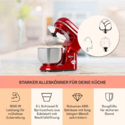 Bella Elegance Küchenmaschine 2000 W 2,7 PS 5,2 Ltr Edelstahl BPA-frei 11 Bella Elegance Küchenmaschine 2000 W 2,7 PS 5,2 Ltr Edelstahl BPA-frei -Klarstein Verkaufsgeschäft 10034364 de 0003 usp