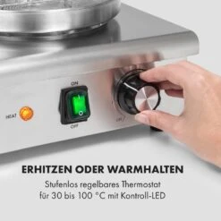 Wurstfabrik 600 Hot Dog Maker 600W 3 Spieße 5L 30-100°C Glas Edelstahl -Klarstein Verkaufsgeschäft 10034454 de 0003 logo