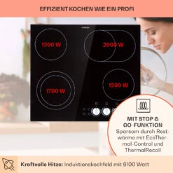 EasyCook Keramikkochfeld 6100W Drehregler Schwarz -Klarstein Verkaufsgeschäft 10034604 de 0003 usp