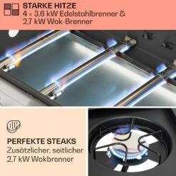 Tomahawk Gasgrill 4x3,6 KW + 2,7 KW Brenner 66x43,5 Cm Grill Edelstahl -Klarstein Verkaufsgeschäft 10034710 de 0003 usp