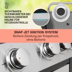 Tomahawk Gasgrill 4x3,6 KW + 2,7 KW Brenner 66x43,5 Cm Grill Edelstahl -Klarstein Verkaufsgeschäft 10034710 de 0004 usp