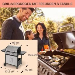 Tomahawk Gasgrill 4x3,6 KW + 2,7 KW Brenner 66x43,5 Cm Grill Edelstahl -Klarstein Verkaufsgeschäft 10034710 de 0006 usp