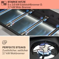 Tomahawk Gasgrill 5x3,6 KW + 2,7 KW Brenner 80x43,5 Cm Grill Edelstahl -Klarstein Verkaufsgeschäft 10034712 de 0003 usp