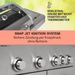 Valkyrie Gasgrill 4x3,5 KW + 3,15 KW Brenner 74x44 Cm Grill Edelstahl -Klarstein Verkaufsgeschäft 10034715 de 0004 usp