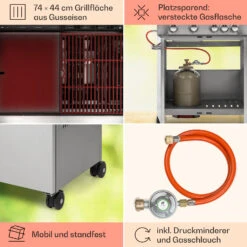 Valkyrie Gasgrill 4x3,5 KW + 3,15 KW Brenner 74x44 Cm Grill Edelstahl -Klarstein Verkaufsgeschäft 10034715 de 0005 usp